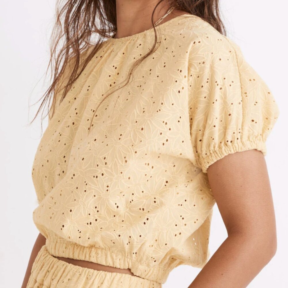 Madewell Eyelet Michele Bubble Top in Dream-On Daisies